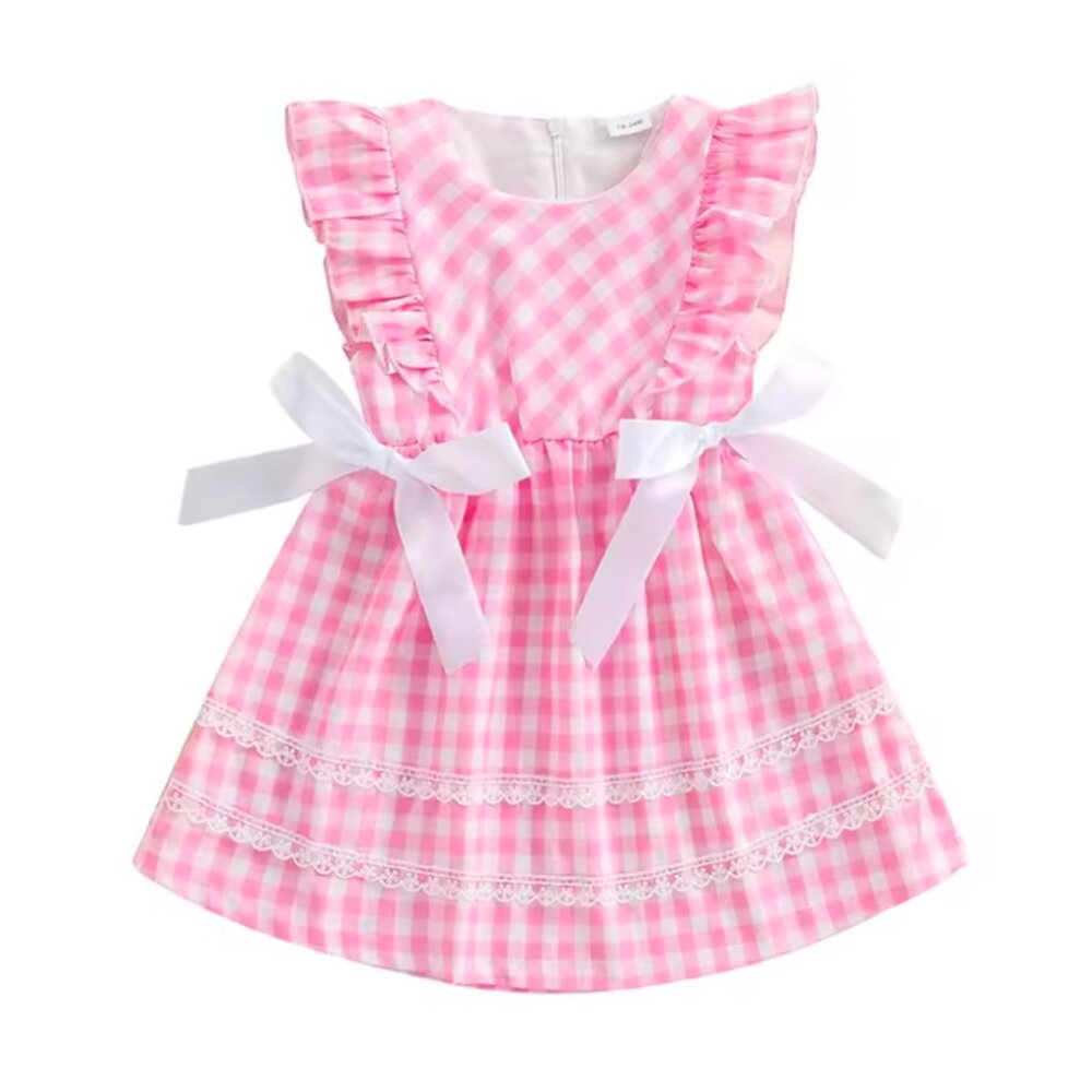 Pink Plaid Dress Pink Birthday Pink Plaid Clothes Pink Gingham Outfit